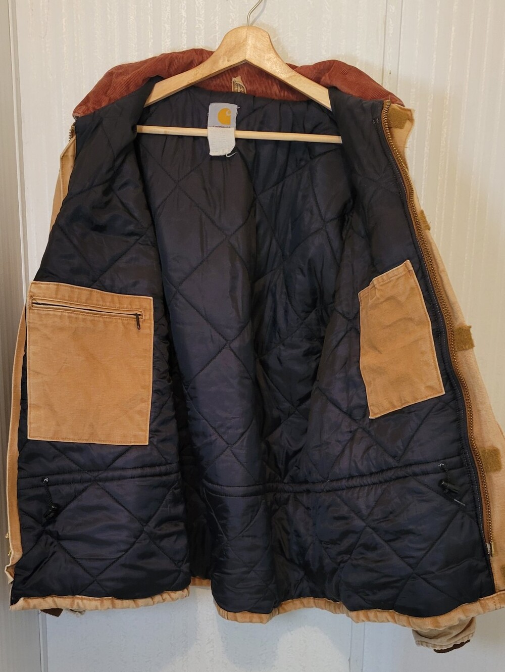 Carhartt Duck Traditional Coat Jacket Blanket Lined Tan Men's Large USA Work - Picture 3 of 6